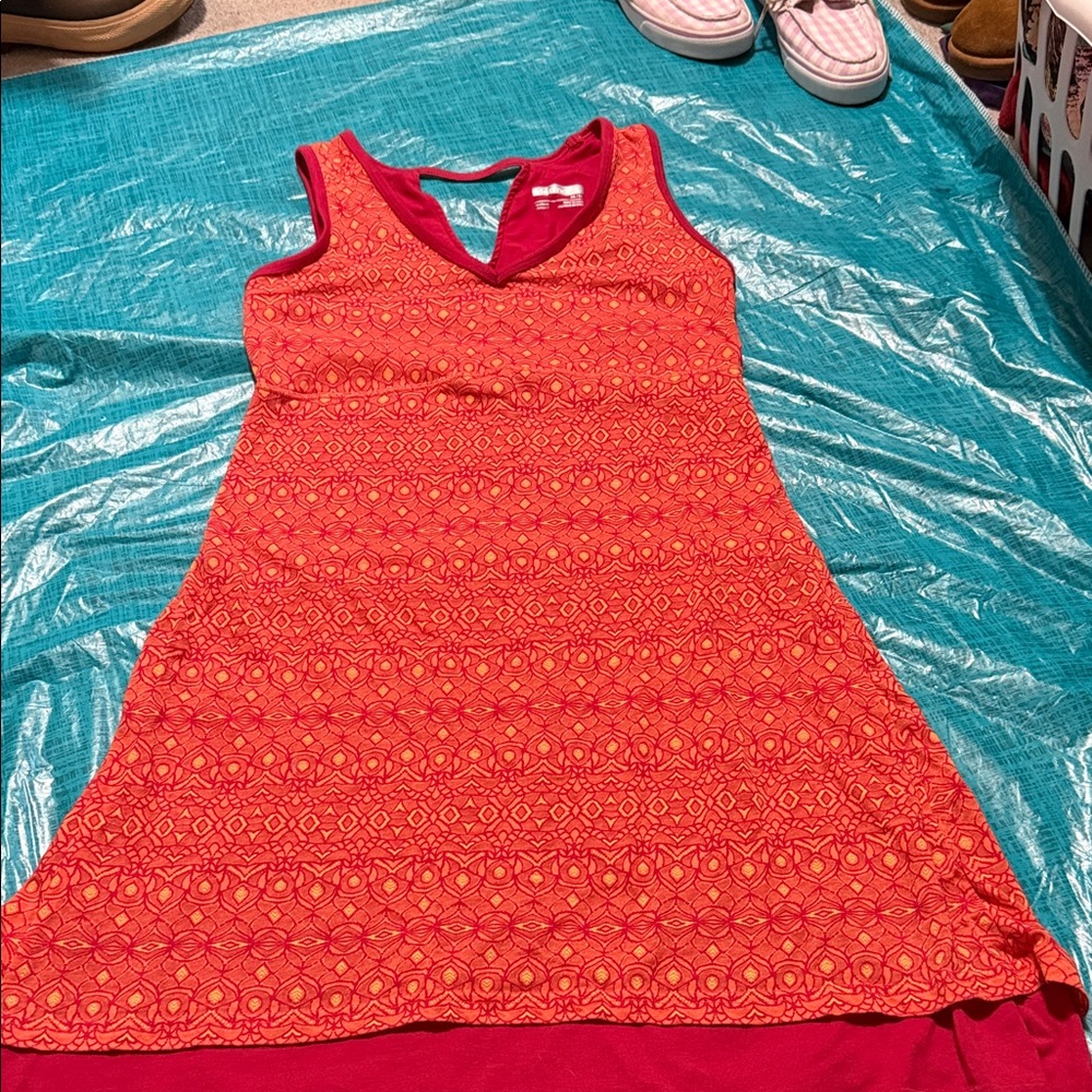 Marmot Red and Orange Patterned Mini Dress